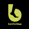 green on black logo with foot in a b stating barefootlaw